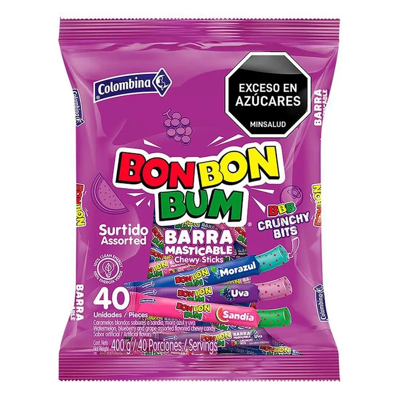 Barra masticable Morado Bon Bon Bum Paq. x 40