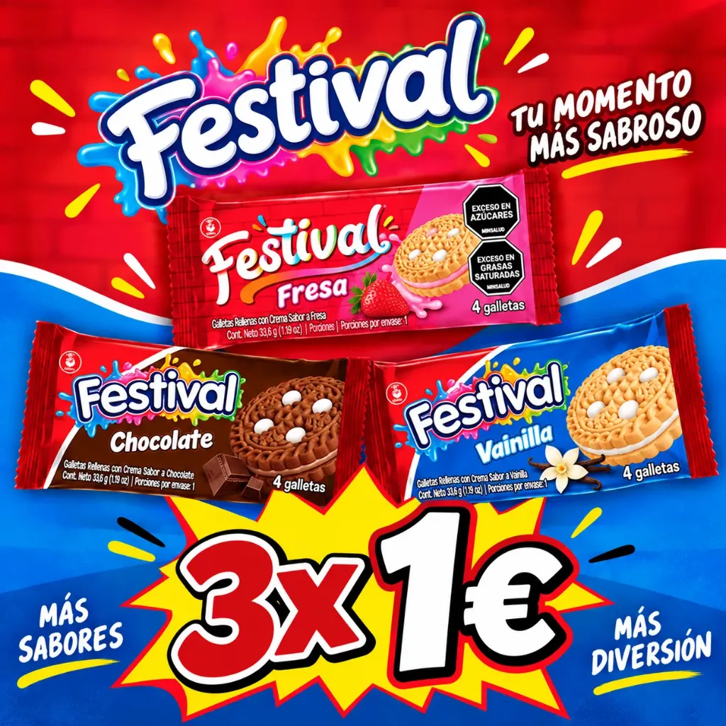 (Oferta) Galletas Festival fresa x 3 UNDS x 1€