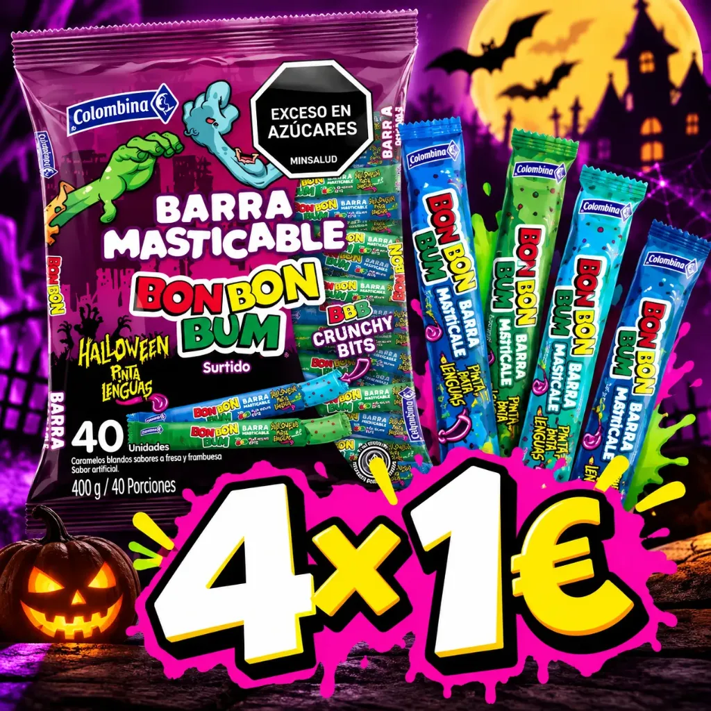 Barra masticable Halloween pinta lenguas x 4 unds