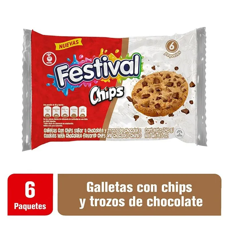 Galletas Festival chips 40gr x 6uds